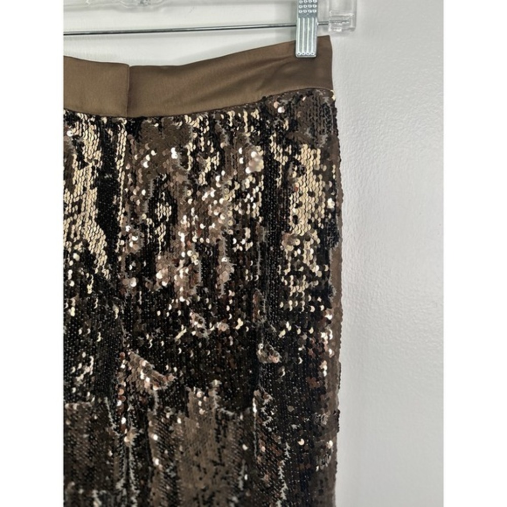 HALSTON Jett Trousers Sequin Java Brown Size 2 New with Tags High Rise Luxury - Picture 5 of 11